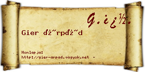 Gier Árpád névjegykártya